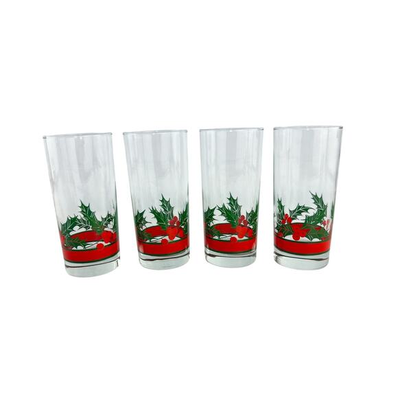 Libbey Holly Berry Glasses Set of 12, Vintage Christmas Wine, Lowball, Tumbler - Picture 13 of 16